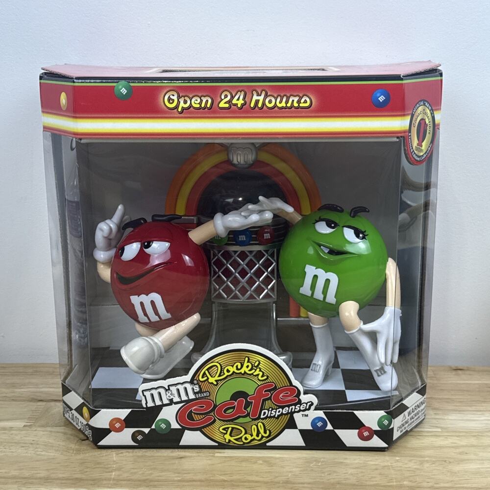 M&M's Rock'n Roll Cafe Red & Green Characters Limited Edition Candy Dispenser